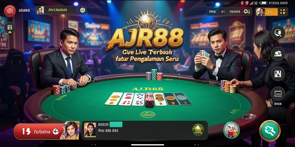 Tampilan gameplay Live Casino AJR88 dengan dealer langsung dan suasana yang mendebarkan.