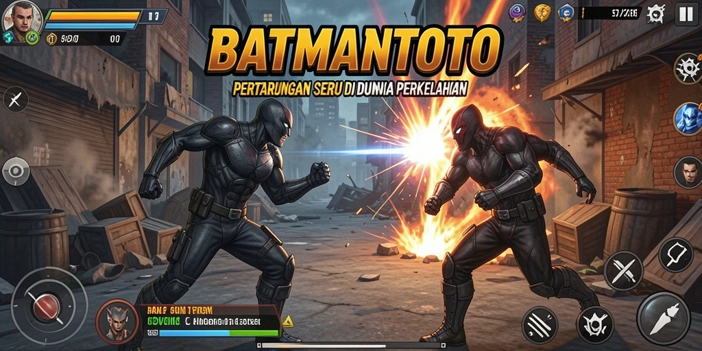 Tampilan menarik dari gameplay pertarungan di BATMANTOTO.