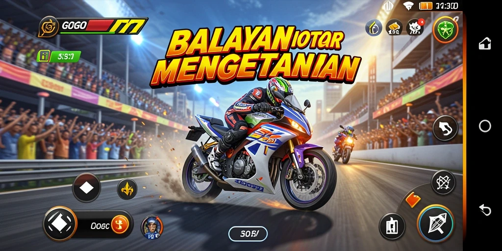 Gameplay seru GOGO77 dengan balapan motor yang mendebarkan.