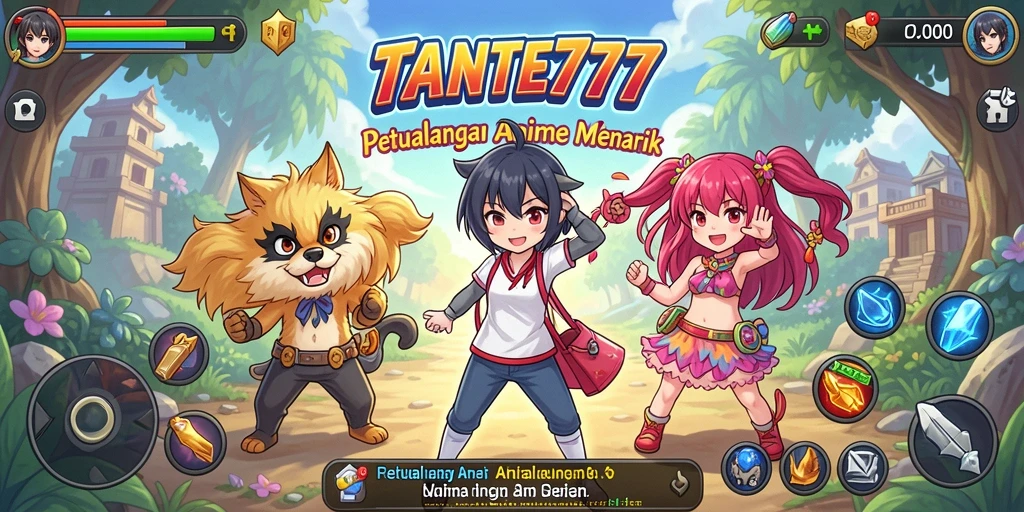 Tampilan gameplay TANTE777 yang penuh warna dan dinamis.