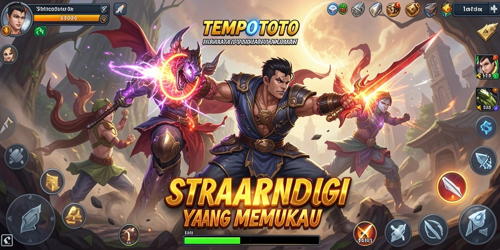 Tampilan gameplay TEMPOTOTO yang menegangkan dalam arena pertempuran.